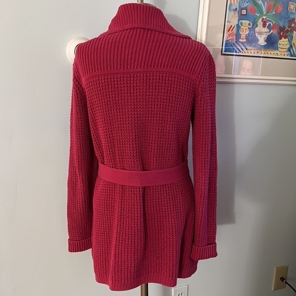 L.L. Bean Belted Button Long Knit Cardigan size Small - Picture 4 of 7